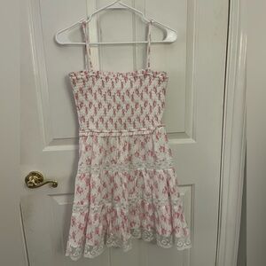Altar'd State White and Pink Floral Smocked Mini Dress